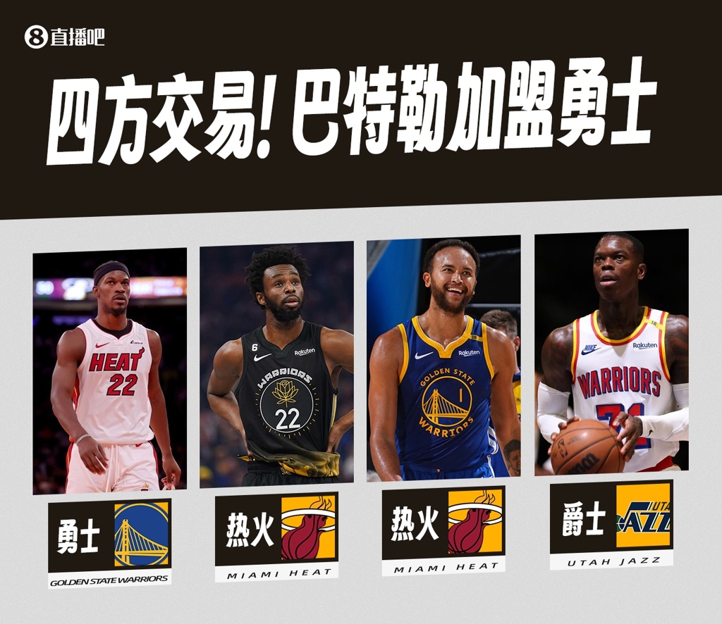 4方超级大交易勇士4换1得巴特勒&2年1.21亿续约 维金斯去热火